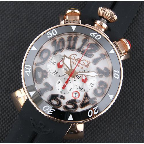 2014新款 gaga milano 男士18K玫瑰金腕表 黑色表带 石英腕表