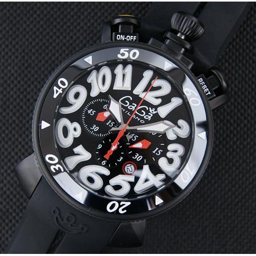 2014新款 gaga milano 男士陶瓷圈腕表 黑色表带 石英腕表
