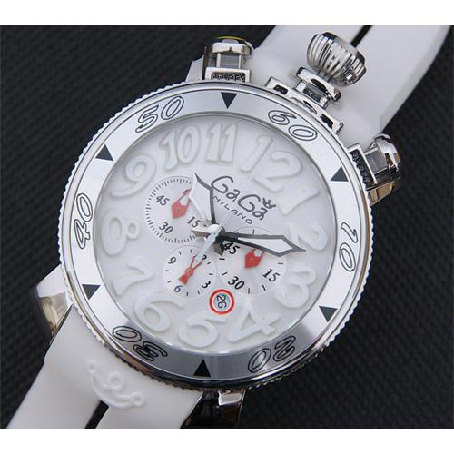 2014新款 gaga milano 男士腕表 白色表带 男士石英腕表